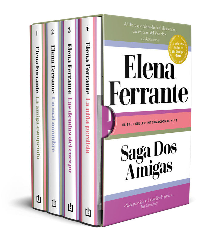 Estuche Saga Dos amigas (La amiga estupenda / Un mal nombre / Las deudas del cuerpo / La niña perdida) - Elena Ferrante - Debols!llo